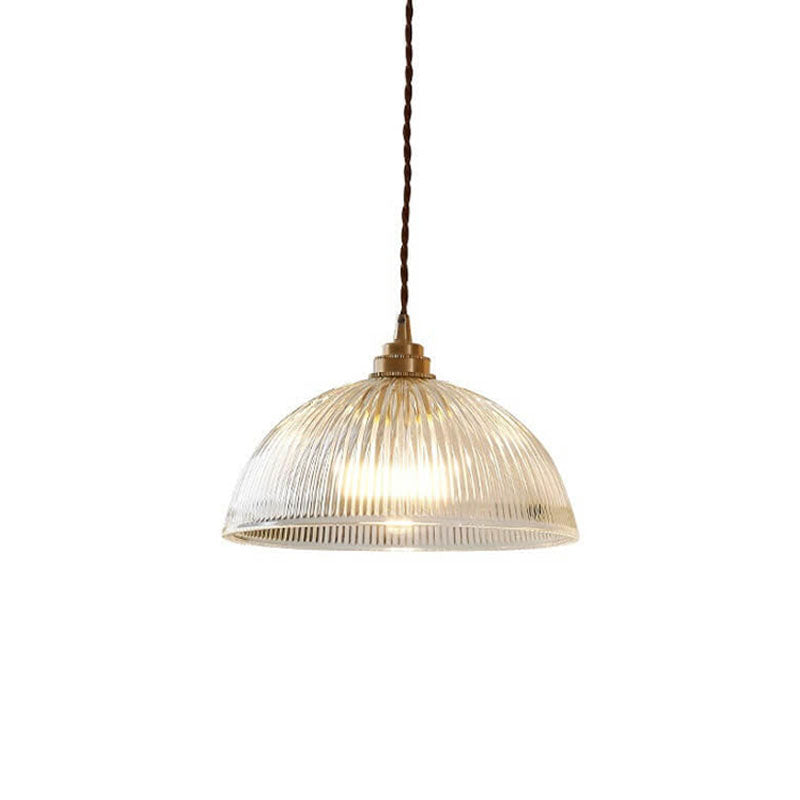 Modern Minimalist Brass Glass Dome Pendant Light 1-Light Fixture