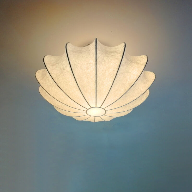 Nordic Minimalist Flush Mount Light - White Beige Faux Silk, 1/3/5-Light Options