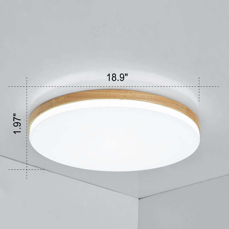 Nordic Simplicity Round Solid Wood LED Flush Mount Ceiling Light