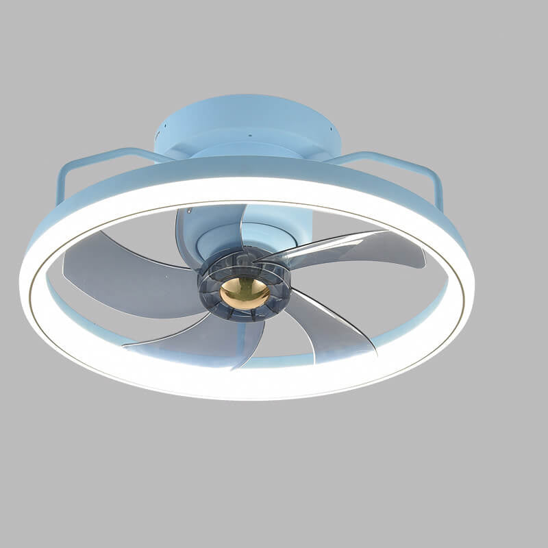 Modern Minimalist LED Ceiling Fan Light - Circle Ring Acrylic Shade Semi-Flush Mount