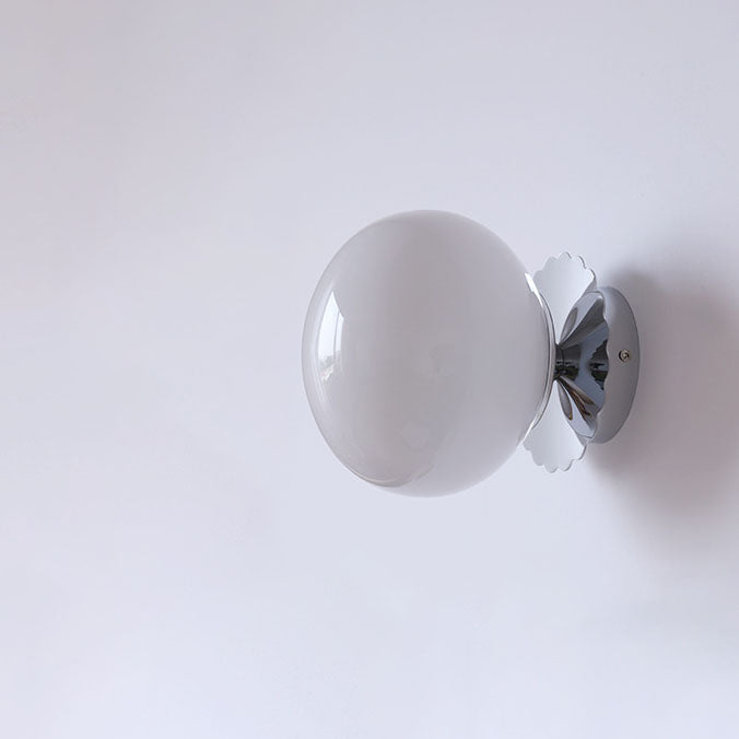 Modern Vintage Iron Glass Round Wall Sconce Lamp - 1-Light Minimalist Design