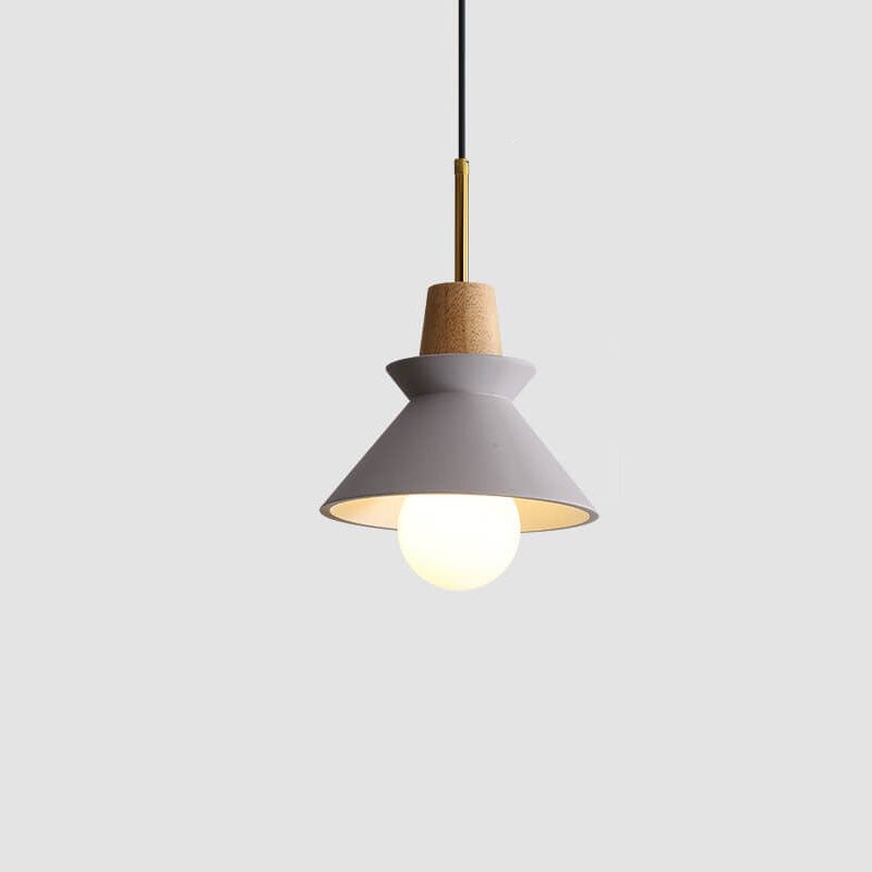 Nordic Minimalist Macaron Wood Cement Pendant Light - 1-Light Design for Modern Home Decor