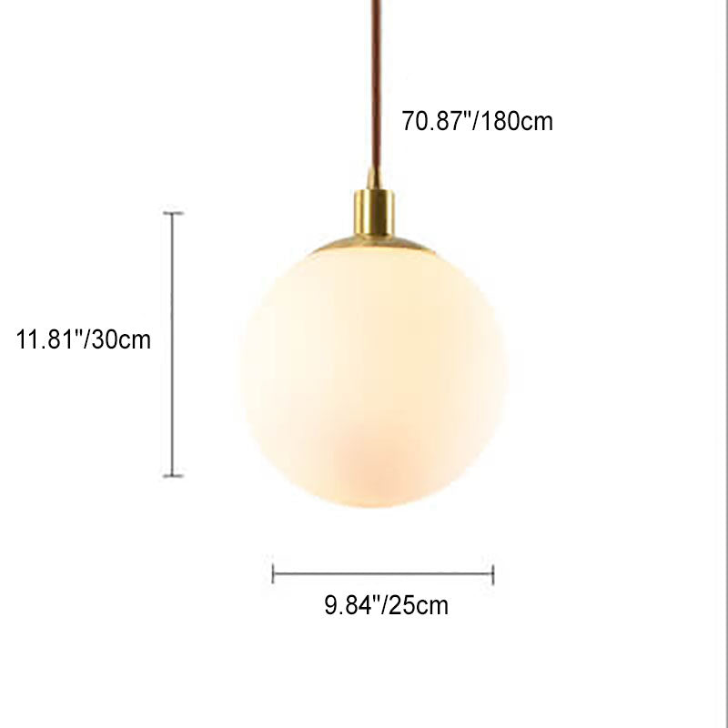 Contemporary Nordic Minimalist White Orb 1-Light Pendant for Bedroom