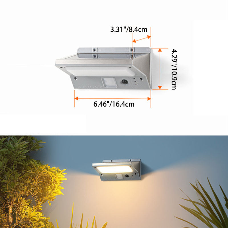 Modern Minimalist Solar LED Wall Sconce for Garden - Rectangular Trapezoidal ABS PC Design