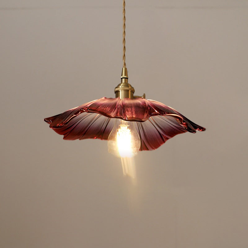Vintage Lotus Leaf Brass Pendant Light - 1-Light Fixture for Living Room