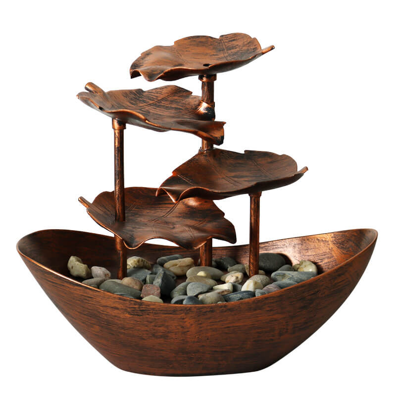 Creative Lotus Leaf Yuanbao Flowing Fountain LED Decorative Table Lamp - Unique Water Feature Lamp, Indoor Table Decoration, Relaxing Mood Light, Chinese Style Home Decor, Zen Garden Fountain Lamp, Gift for Nature Lovers, Modern LED Lighting for Living Ro