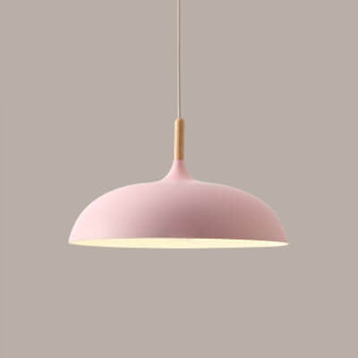 Modern Metal Wood Dome Pendant Light - 1-Light Fixture