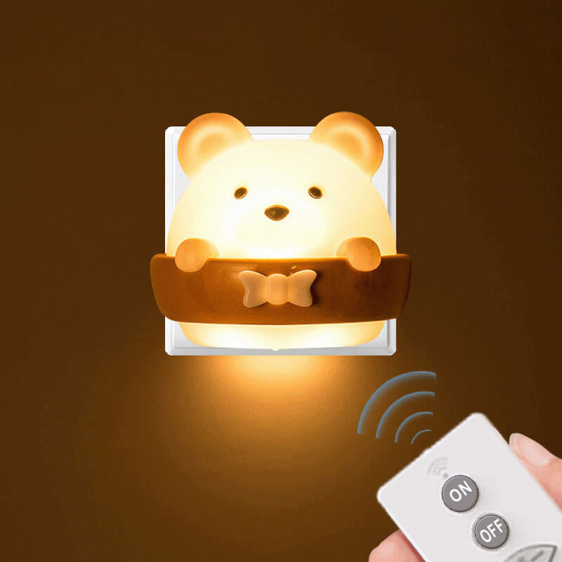 Creative Cartoon ABS Bear LED Night Light Wall Sconce Lamp for Kids Room, Cute Bear Design Nursery Light, Adjustable Brightness, Battery Operated Decorative Wall Lamp, Child-Friendly Nightlight for Boys and Girls