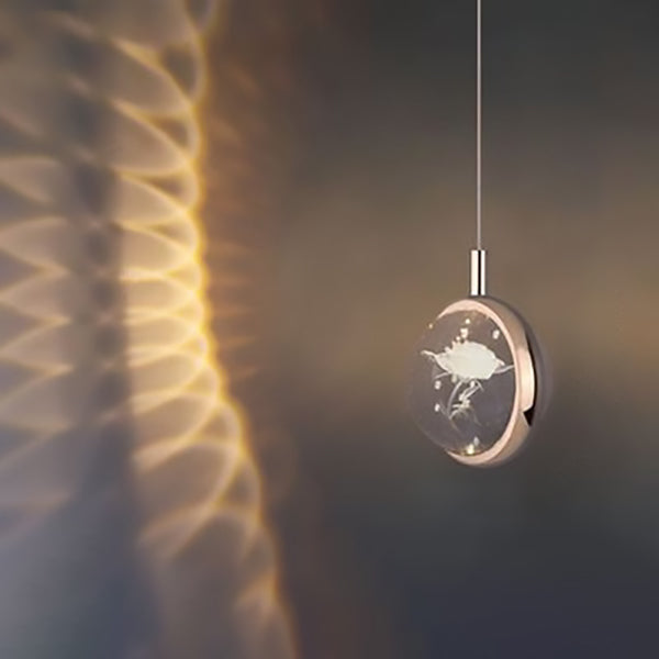 Modern Minimalist Aluminum Crystal LED Pendant Light for Bedroom