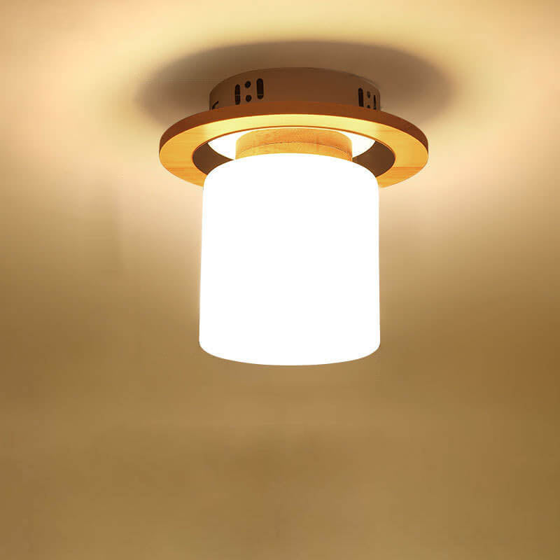 Modern Nordic Minimalist Wood Circular Square Semi-Flush Mount Ceiling Light