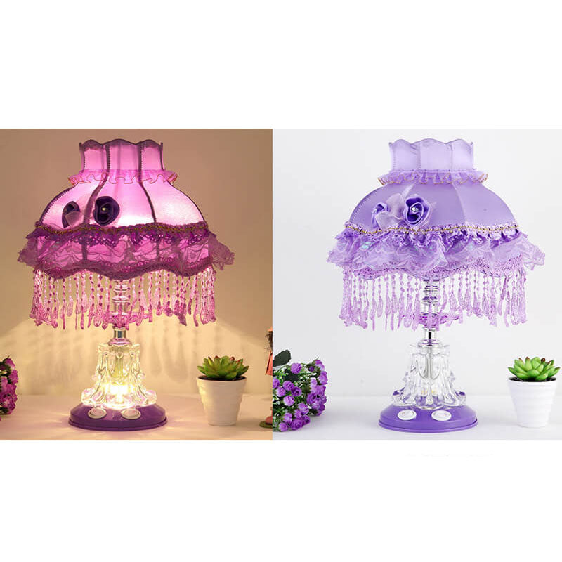 European Style Wedding Fabric Glass 1-Light Table Lamp - Elegant Home Decor for Wedding Reception, Vintage Bedside Lighting, Luxury Fabric Shade, Romantic Ambiance, Decorative Lighting Fixture, Stylish Gift Idea for Couples, Unique Wedding Centerpiece, De