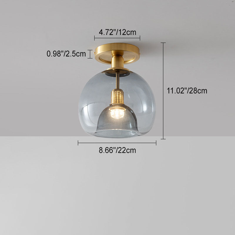 Contemporary Scandinavian Copper Glass Semi-Flush Mount Light for Living Room