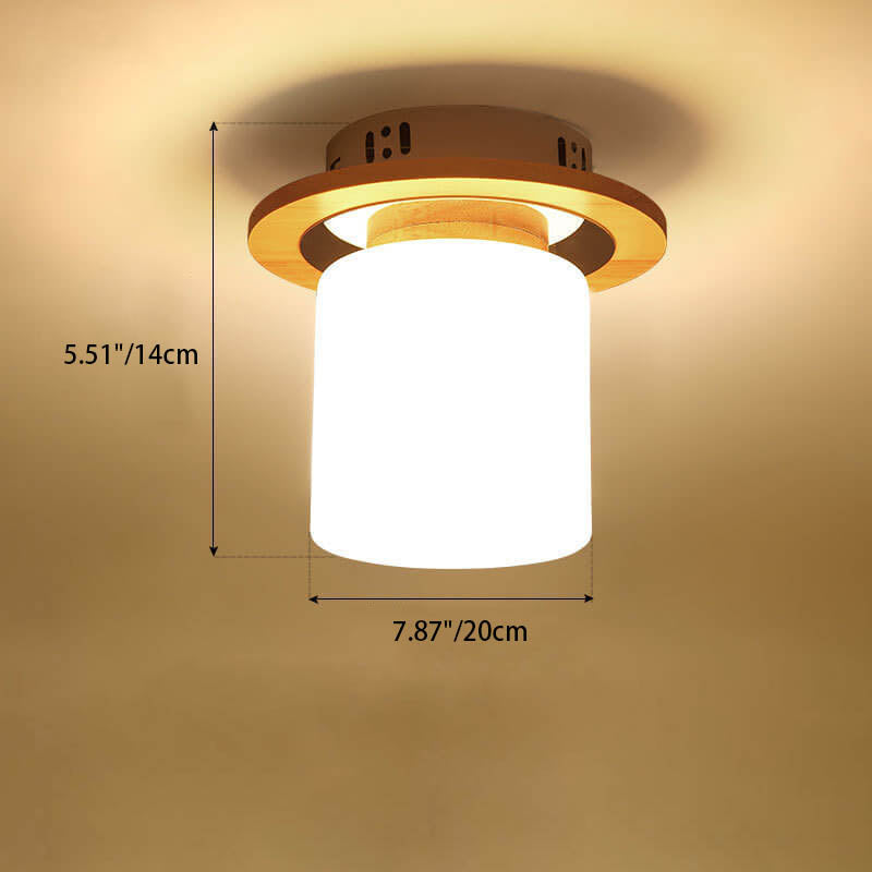 Modern Nordic Minimalist Wood Circular Square Semi-Flush Mount Ceiling Light