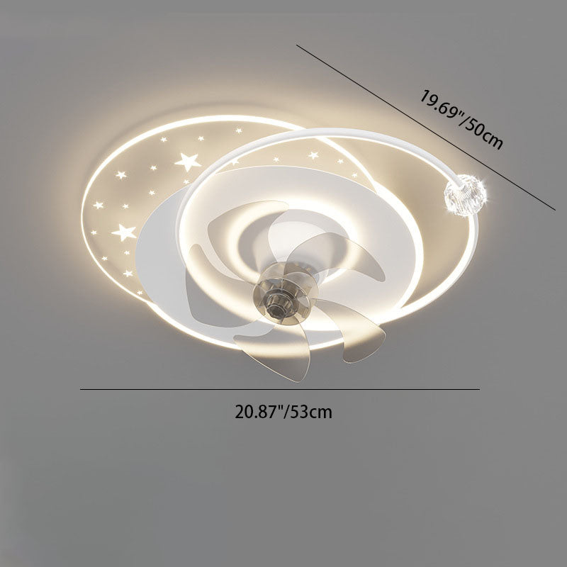 Contemporary Iron Acrylic LED Round Square Ceiling Fan Light for Bedroom