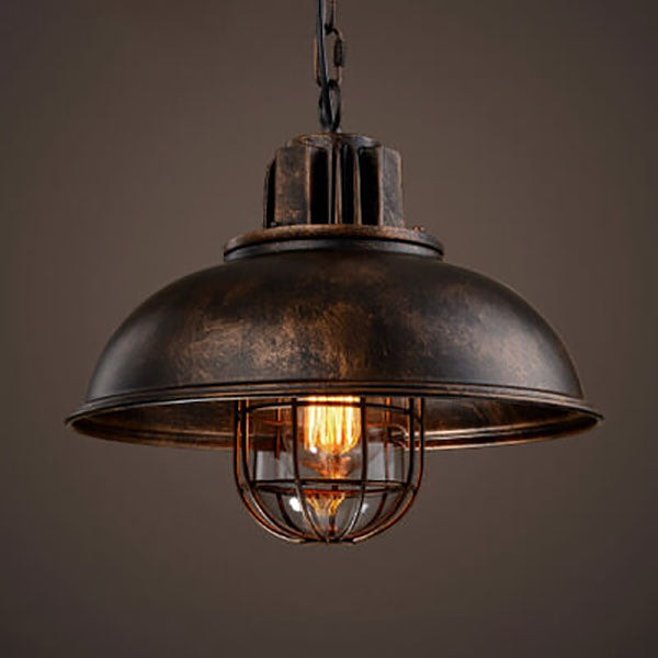 Vintage Industrial Iron Pot Lid Dome Pendant Light - 1-Light Fixture, Retro Style, Farmhouse Decor, Rustic Lighting, Kitchen Hanging Light
