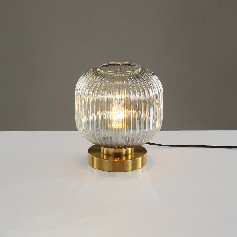 Nordic Striped Glass Oval Design 1-Light Table Lamp, Modern Home Lighting, Scandinavian Style Accent Lamp, Decorative Desk Light for Living Room, Bedroom Nightstand, Unique Interior Decor, Stylish and Elegant Illumination