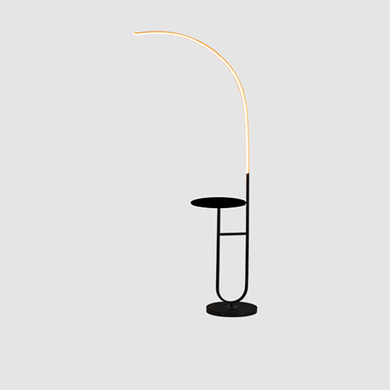 Contemporary Aluminum Strip LED Floor Lamp with Marble Base for Living Room