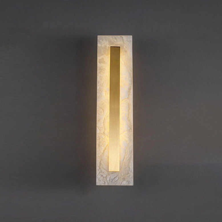 Light Luxury Brass Marble LED Wall Sconce - Oval Square Design