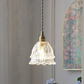 Traditional French Pastoral Walnut Jellyfish Pendant Light - 1-Light Glass Shade for Living Room