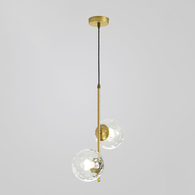 Modern Minimalist Iron Glass Round Ball Branch Chandelier 2-Light Living Room