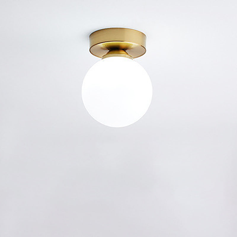 Modern Minimalist Glass Round Ball Semi-Flush Mount Ceiling Light for Hallway