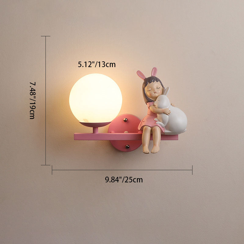 Contemporary Girls Unicorn Orb Resin Iron Glass 1-Light Wall Sconce Lamp for Bedroom Home Decor Fantasy Lighting, Kids Room Unicorn Decor, Unique Wall Light Fixture, Playful Nursery Illumination, Magical Bedroom Accessories