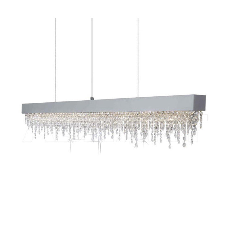 Contemporary Luxury Rectangular Stainless Steel Crystal LED Chandelier for Dining Room