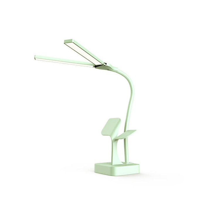 Modern Folding Dual Lamp Plug-In Station Table Lamp with USB Ports, Adjustable Brightness, Minimalist Design, Stylish Nightstand Lamp for Home Office, Bedroom, Study, Energy-Efficient Lighting, Contemporary Indoor Decor Accessory