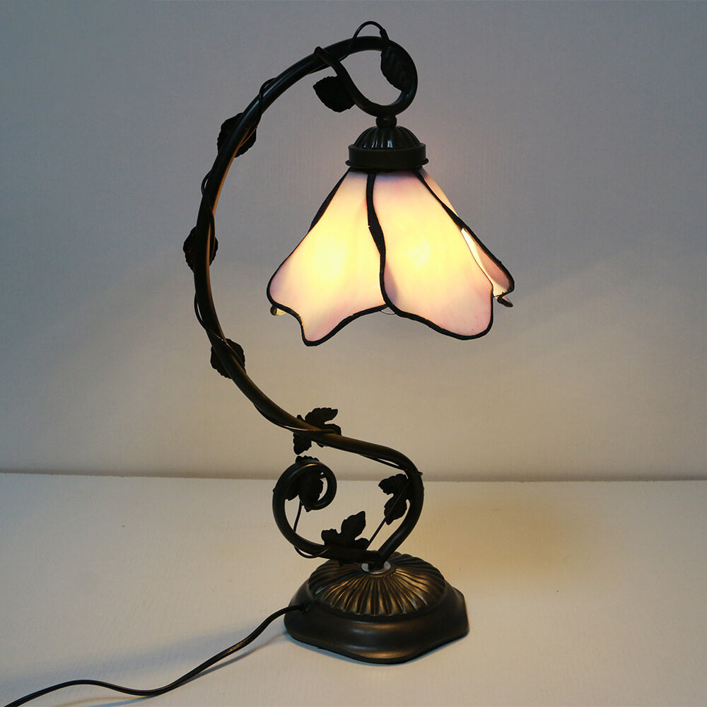 Tiffany Style Stained Glass Flower Petal Table Lamp - 1-Light Lighting Accent