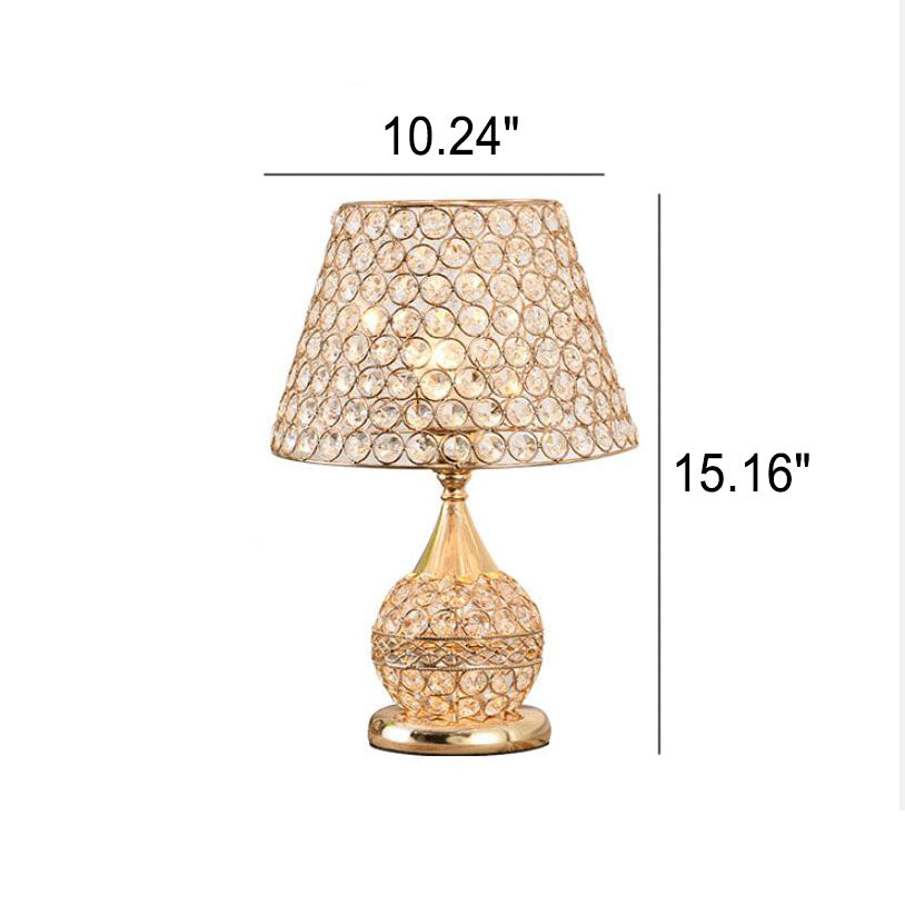Nordic Luxury Crystal Cone Table Lamp - Modern 1-Light Design, Elegant Home Décor, LED Compatible, Stylish Accent Lighting