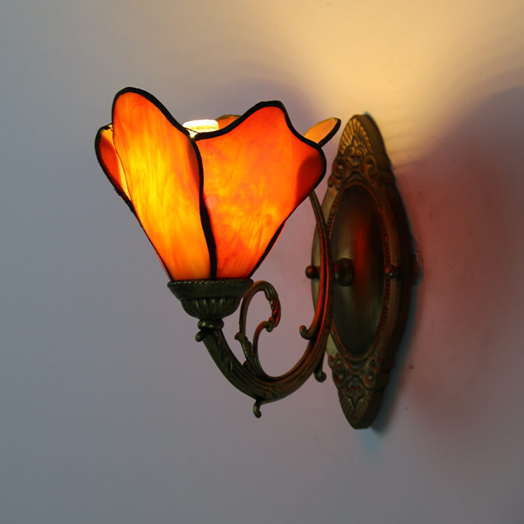 Vintage Tiffany Petals Stained Glass Wall Sconce Lamp - Elegant Lighting Fixture, Art Deco Style, Home Decor, Unique Wall Light