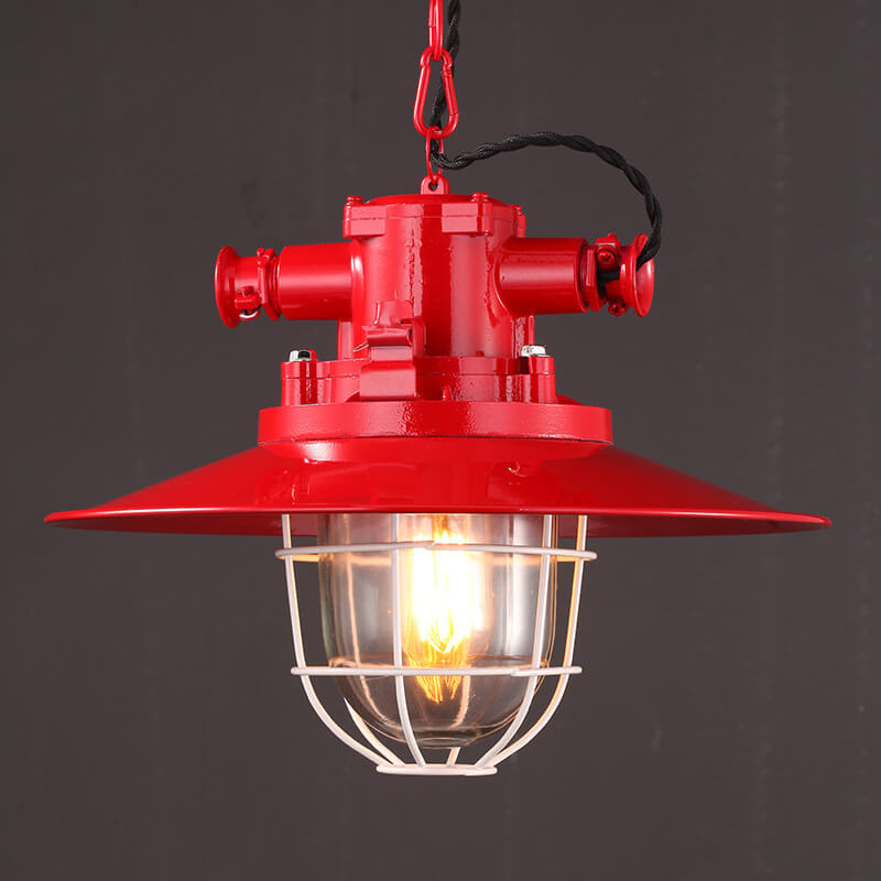 Industrial Vintage Blast Iron Cage Pendant Light - 1-Light Fixture, Rustic Home Decor, Retro Lighting, Edison Bulb Design, Kitchen, Dining, Loft, Industrial Style Lighting