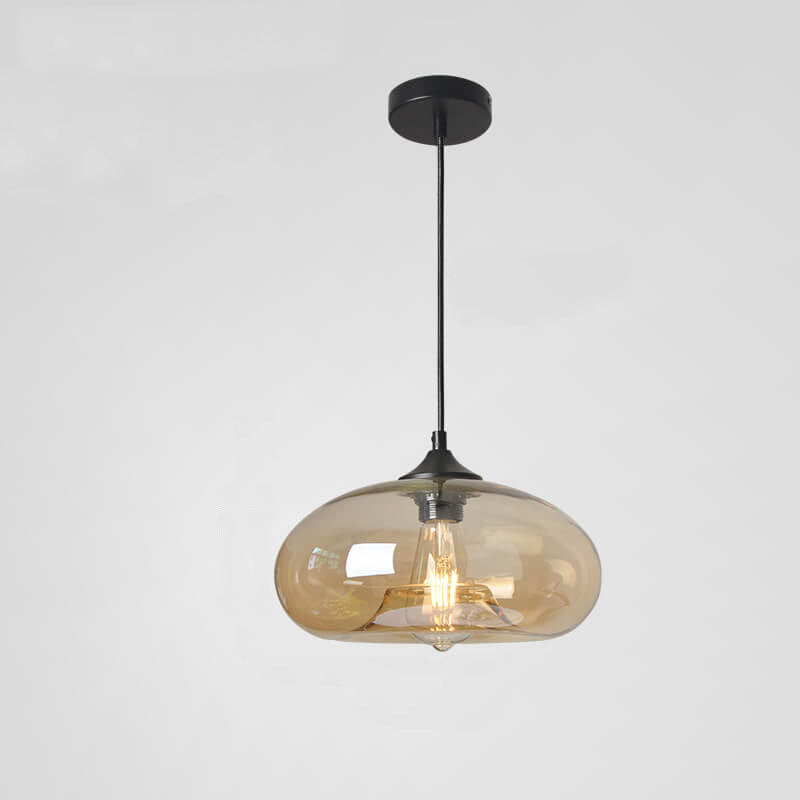 Colored Glass Oval 1-Light Pendant – Modern Lighting Fixture, Decorative Hang Light, Home Interior Design, Bohemian Style Decor