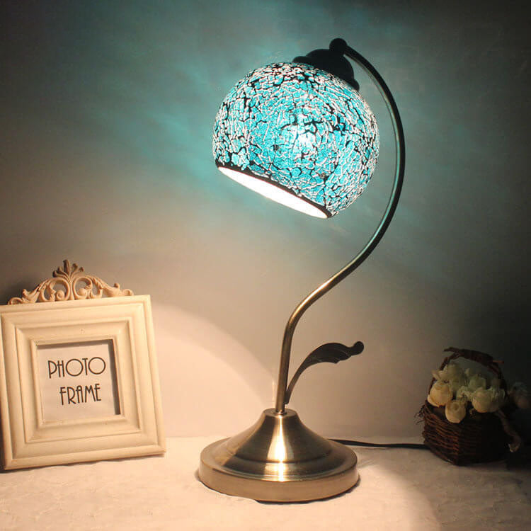 European Vintage Tiffany Round Head Glass Hardware 1-Light Table Lamp, Antique Style Tiffany Lamp, Stained Glass Table Lamp, Art Nouveau Lighting, Decorative Desk Lamp, Unique Home Decor, Vintage Lighting, Classic Tiffany Design, Handmade Stained Glass La