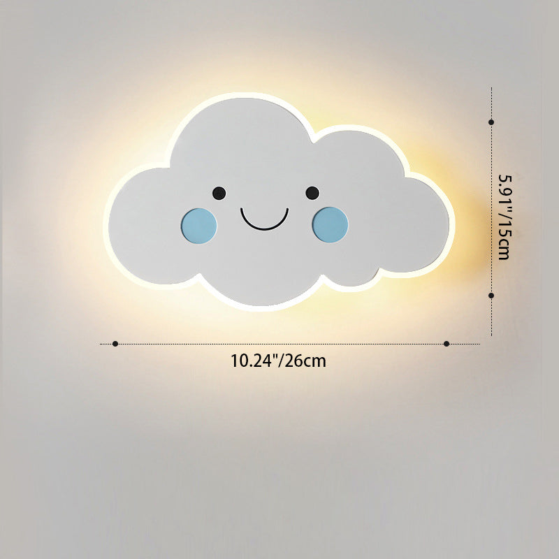 Contemporary Cartoon Cloud LED Wall Sconce for Kids Room - Iron Acrylic Shade Night Light