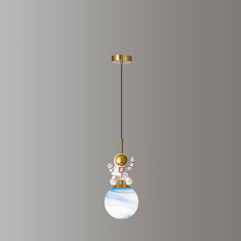 Contemporary Nordic Kids Orb Astronaut Iron Resin 1-Light Pendant Light Bedroom Decor, Space-Themed Lighting, Childrens Ceiling Fixture, Modern Nursery Light, Astronaut Space Decor, Unique Kids Room Lighting, Playful Bedroom Illumination, Decorative Penda