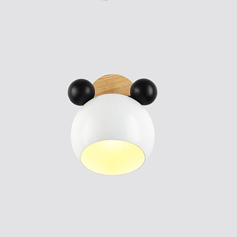Nordic Cartoon Bear Dome 1-Light Kids Wall Sconce Lamp for Nursery, Children's Room Lighting, Playroom Decor, Cute Animal Wall Light, Adjustable LED, Ceiling Mount, Soft Nightlight, Baby Room Wall Fixture, Unique Kids' Bedroom Decor, Eco-Friendly Design