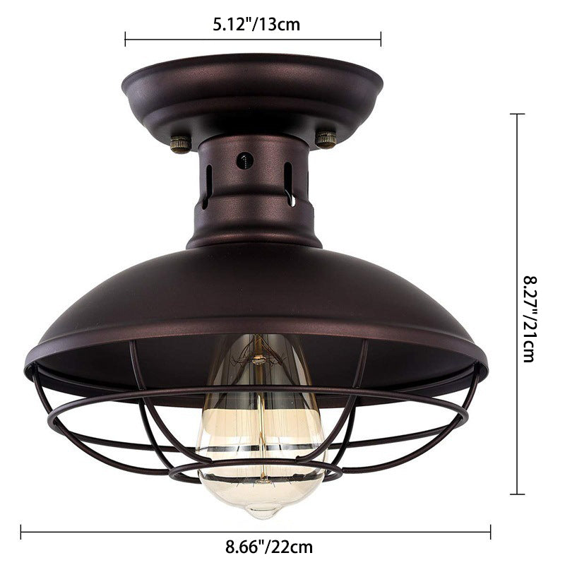 Contemporary Industrial Semi-Flush Mount Iron Light for Living Room