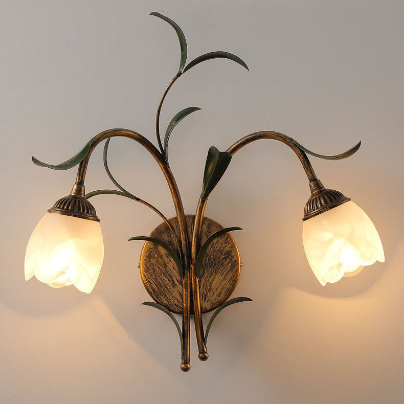 Modern Minimalist Glass Flower Wall Sconce - 1/2-Light Lamp for Living Room, Bedroom, and Hallway Decor