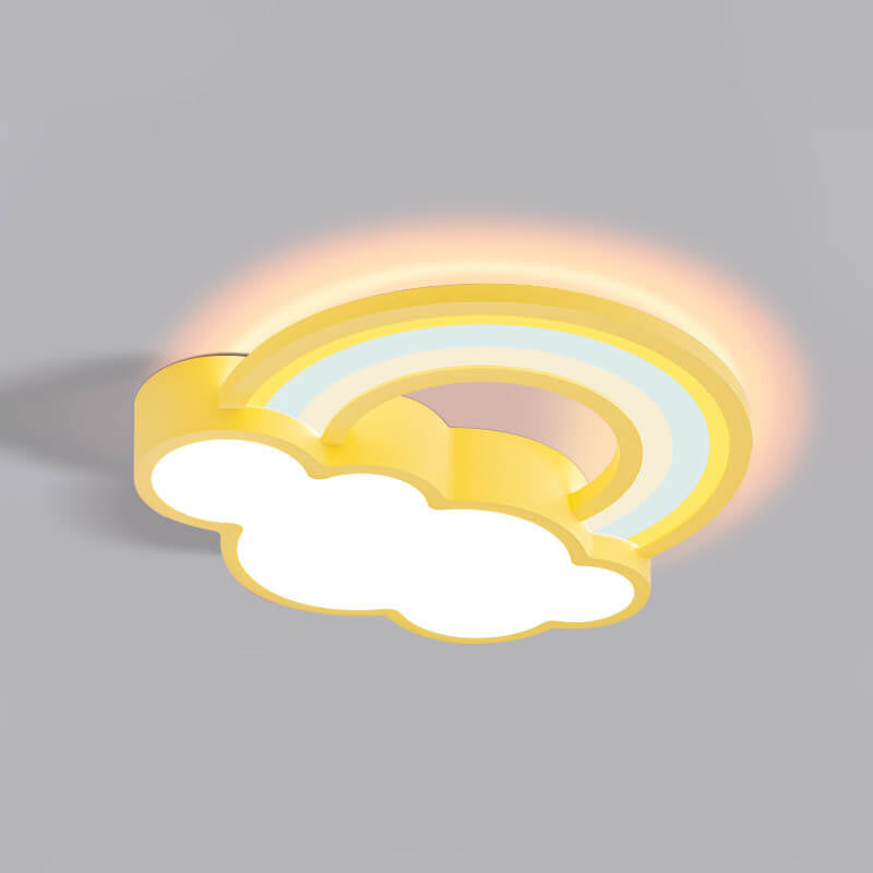 Childlike Cartoon Rainbow Cloud Design LED Flush Mount Light for Kids Room, Nursery Lighting, Ceiling Fixture, Colorful Kids Decor, Adorable Cloud Light, Energy-Efficient LED, Playful Rainbow Lamp, Children's Bedroom Illumination, Cute Cloud Ceiling Light