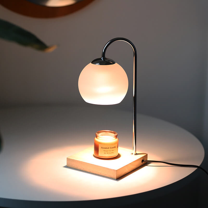 Modern Solid Wood Candle Spherical 1-Light Melting Wax Table Lamp, Rustic Home Decor Lamp, Contemporary Design Lighting, Elegant Bedroom Accent Lamp, Warm Candlelight Table Lamp, Handmade Wooden Lamp, Unique Gift for Home Decor, Eco-Friendly Light Fixture