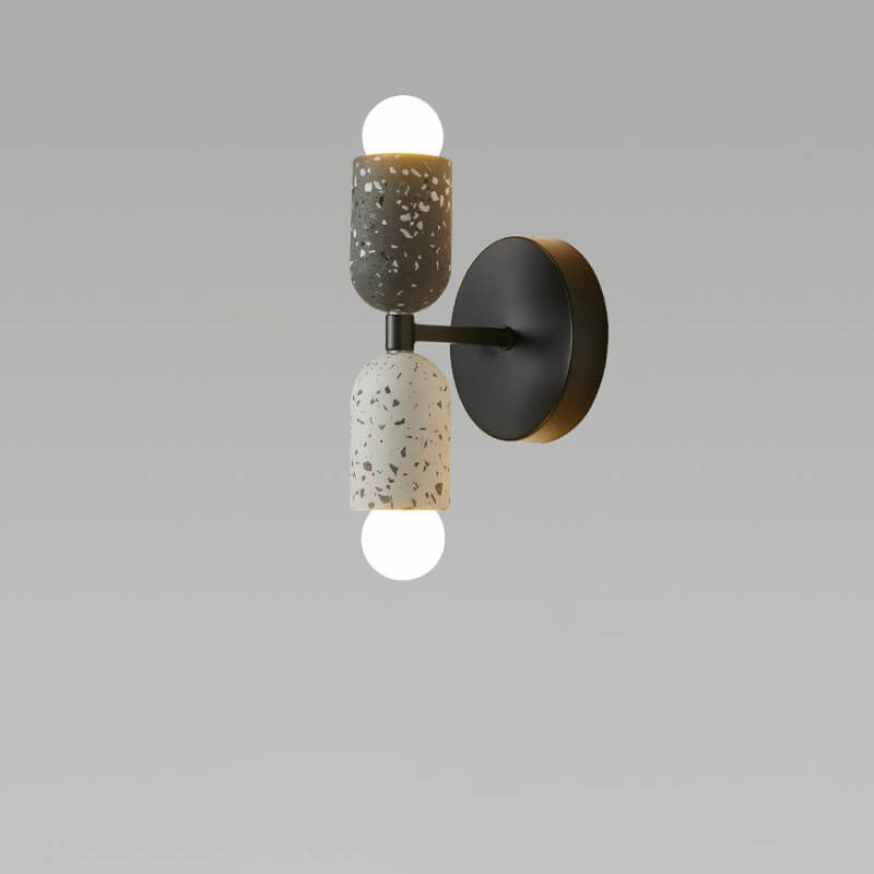 Modern Japanese Wabi-Sabi Iron Cement Wall Sconce 2-Light Lamp