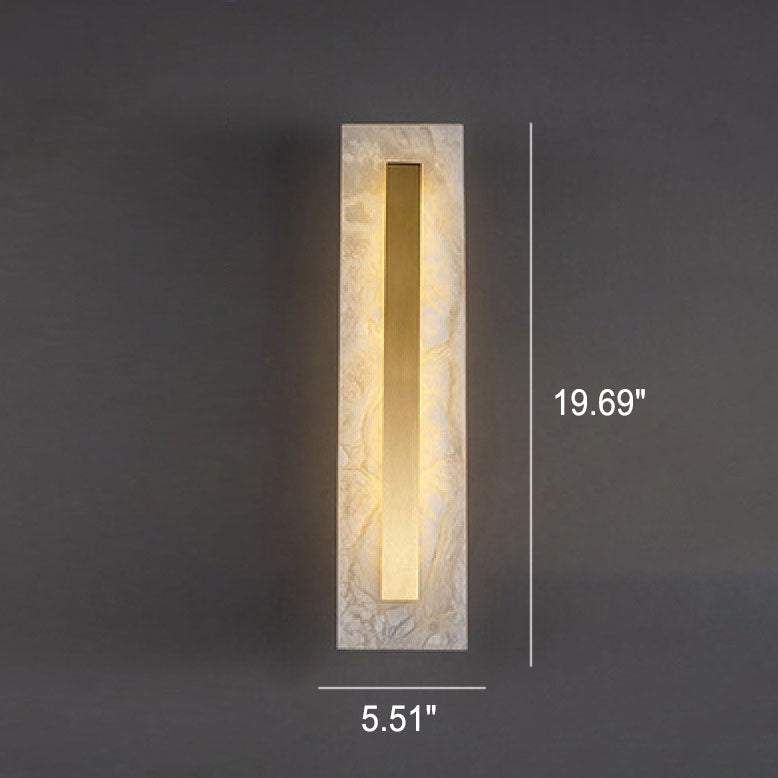 Light Luxury Brass Marble LED Wall Sconce - Oval Square Design