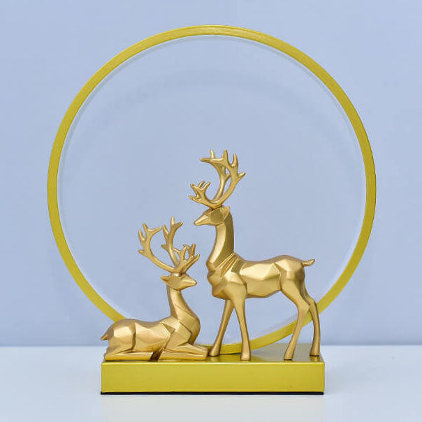 Contemporary Nordic Iron Acrylic Circle Deer LED Night Light - USB Plug-in Table Lamp for Bedroom