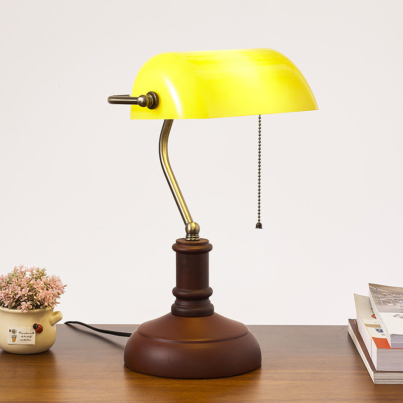 Traditional Vintage Solid Wood Glass Bank Zipper 1-Light Table Lamp for Bedroom, Rustic Desk Lamp, Stylish Nightstand Lighting, Retro Home Decor, Classic Wooden Table Lamp, Unique Bedroom Accessory, Elegant Glass Shade, Cozy Lighting Solution, Farmhouse T