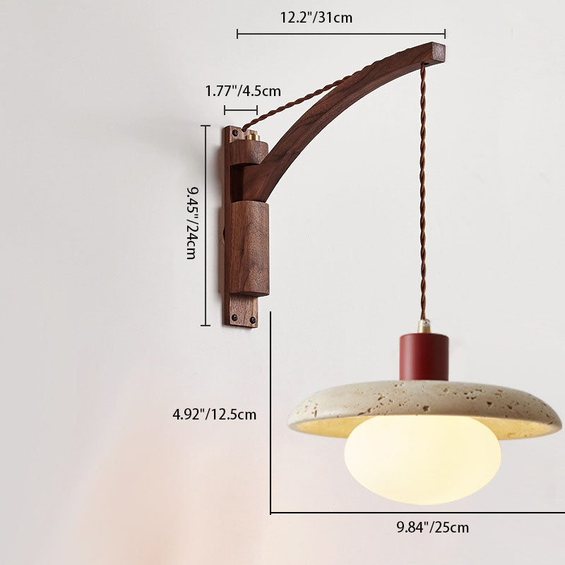 Japanese Wabi-Sabi Solid Wood Glass Horn Wall Sconce Lamp - Elegant Minimalist Lighting, Rustic Home Decor