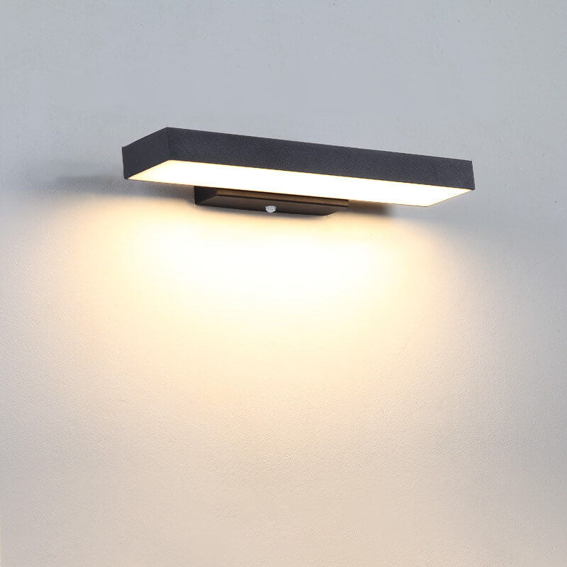 Modern Minimalist Waterproof LED Wall Sconce Lamp - Rectangular Flat Design, Outdoor Sensor Lighting