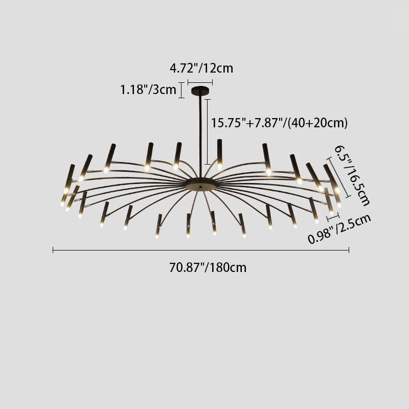 Contemporary Scandinavian Round Radioactive Iron Aluminum Chandelier 12/24 Light for Living Room
