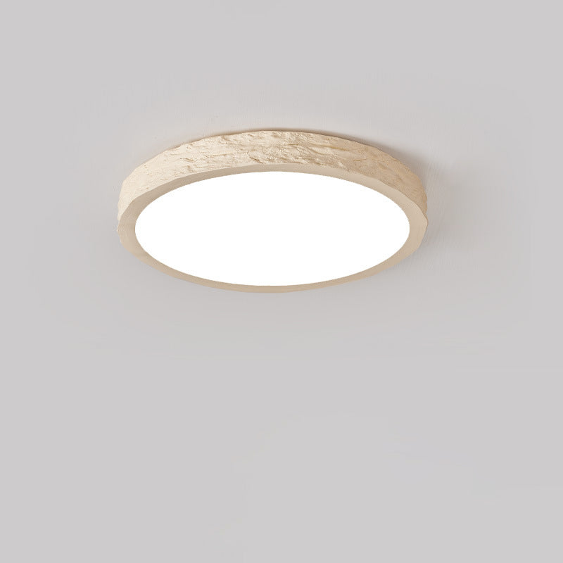 Modern Minimalist Round Stone Grain Resin Iron LED Ceiling Light for Bedroom