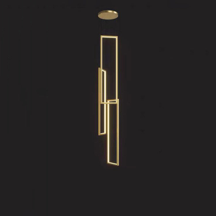Modern Minimalist LED Chandelier - Iron, Aluminum & Silica Ceiling Plate for Stairway
